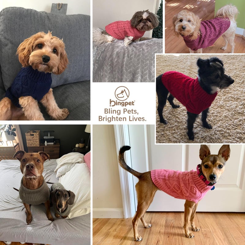 BINGPET Thermal Knitted Dog Sweater for Small Medium Large Dogs,Winter Dog Cat Coat Warm Sweartershirts Outfits,Classic Cable Knit Turtleneck Pullover Dog Jumper Coat Warm Sweartershirts - Image 4